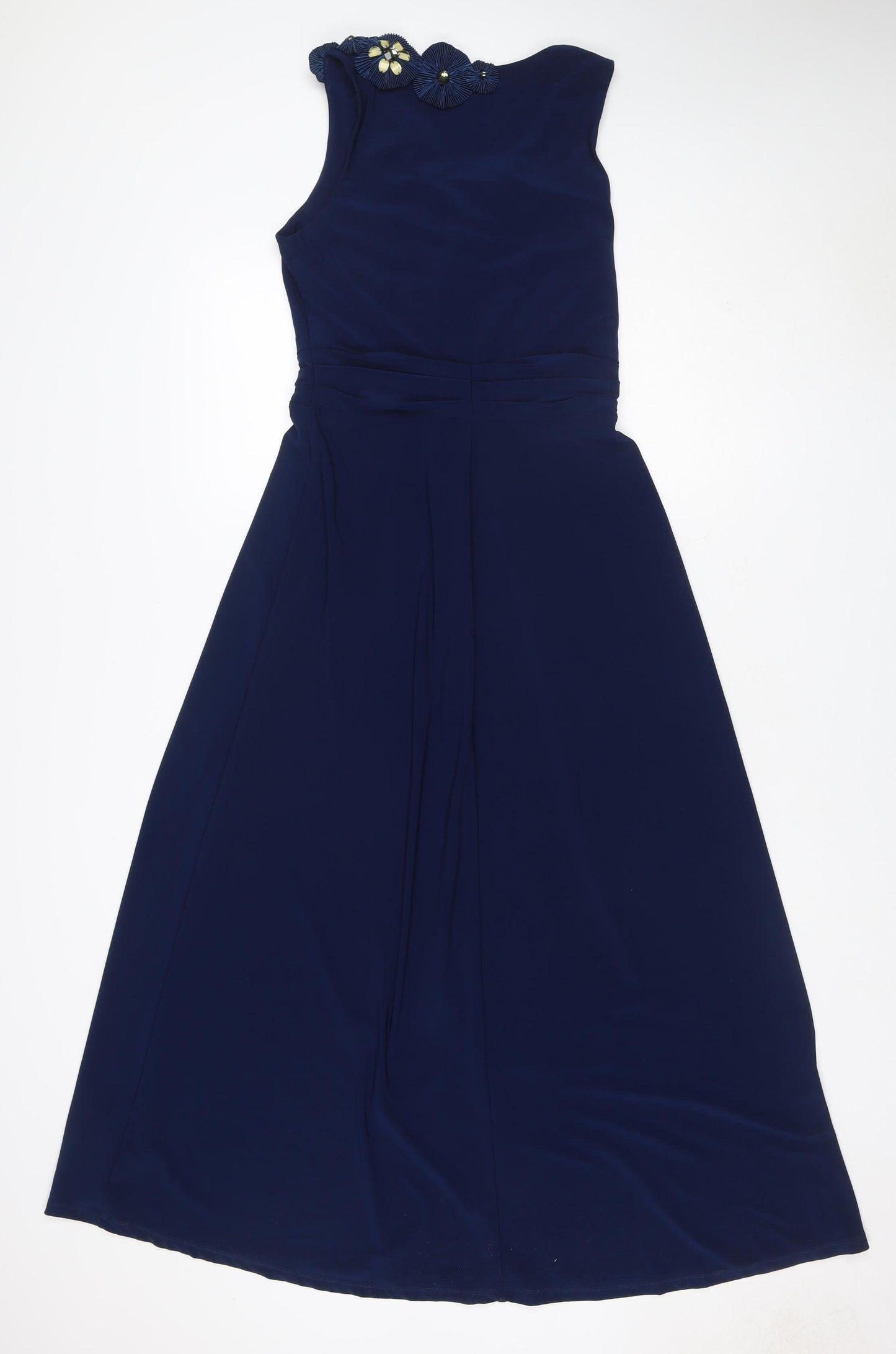 House of Elegance Women Blue UK 10 Long A-Line Beaded Formal Dress