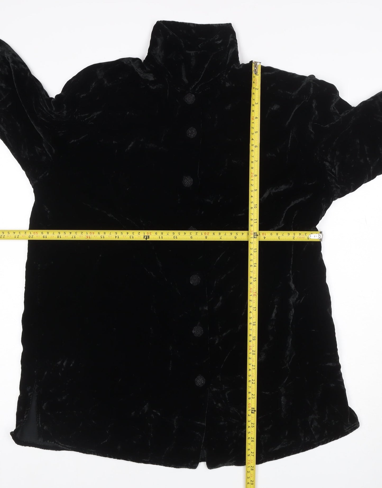 Next Women’s Black Velvet Collared Button Cardigan UK M Long Sleeve
