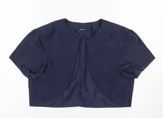 Roman Women Blue UK 12 Cropped Suit Jacket Lined Short Sleeve