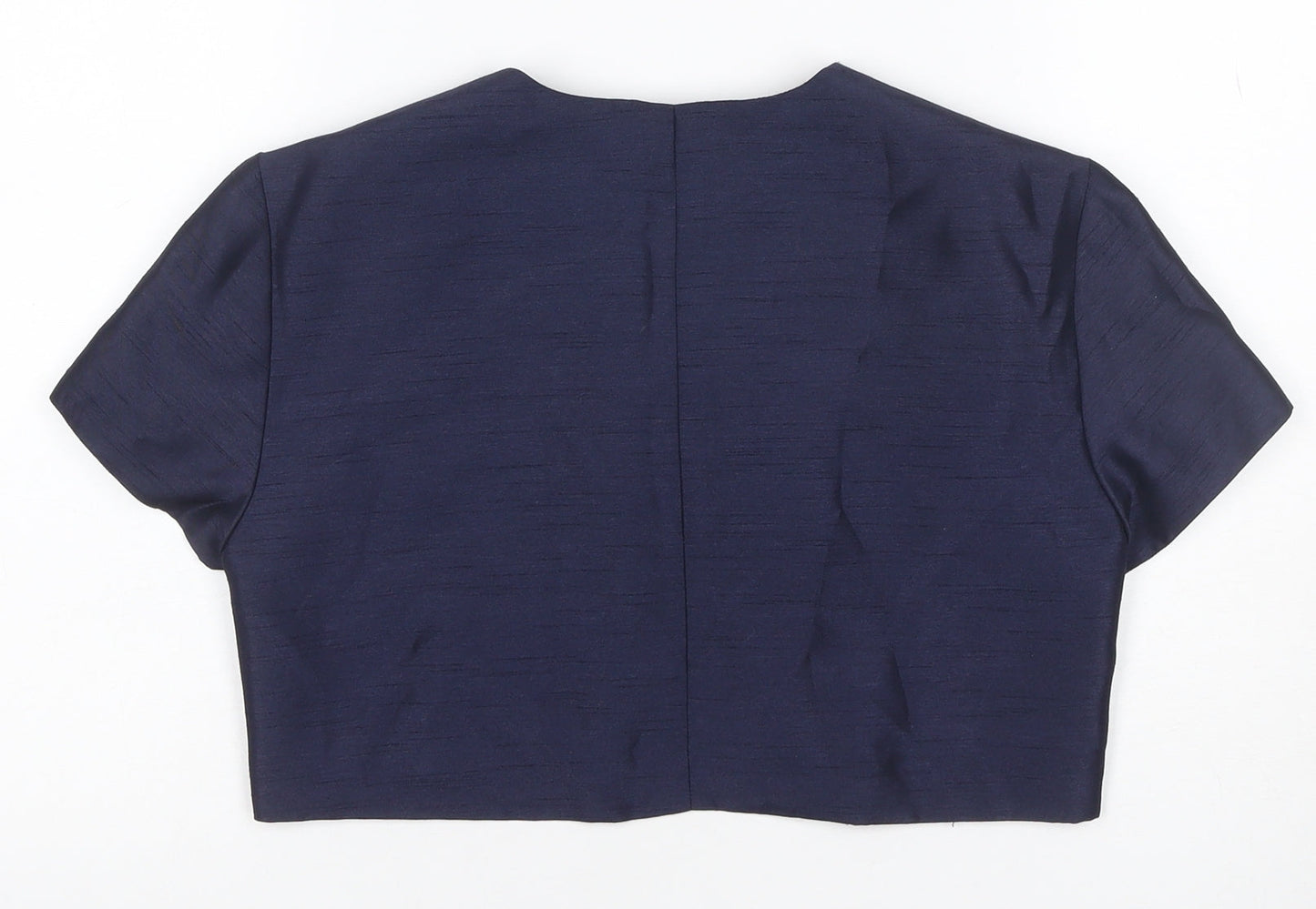 Roman Women Blue UK 12 Cropped Suit Jacket Lined Short Sleeve