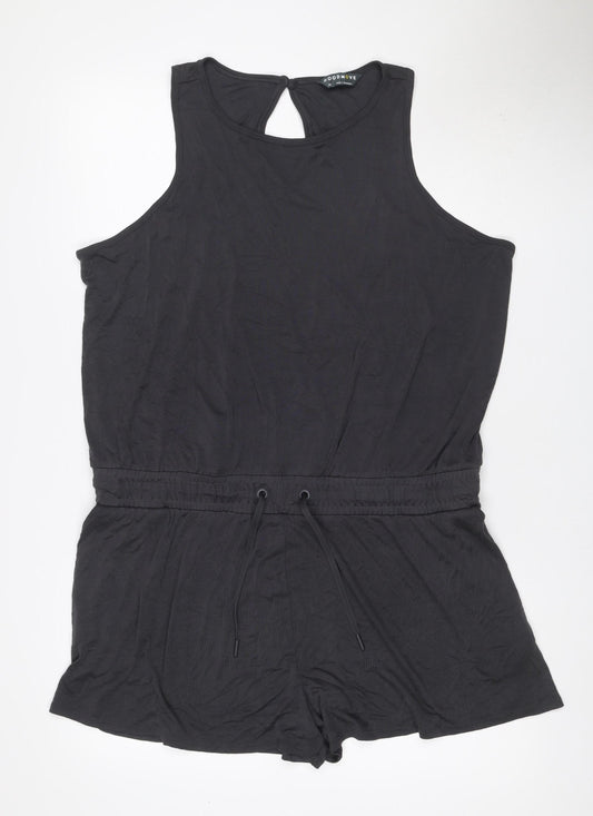 Goodmove Women Black Size 20 Modal Sleeveless Drawstring Romper Playsuit
