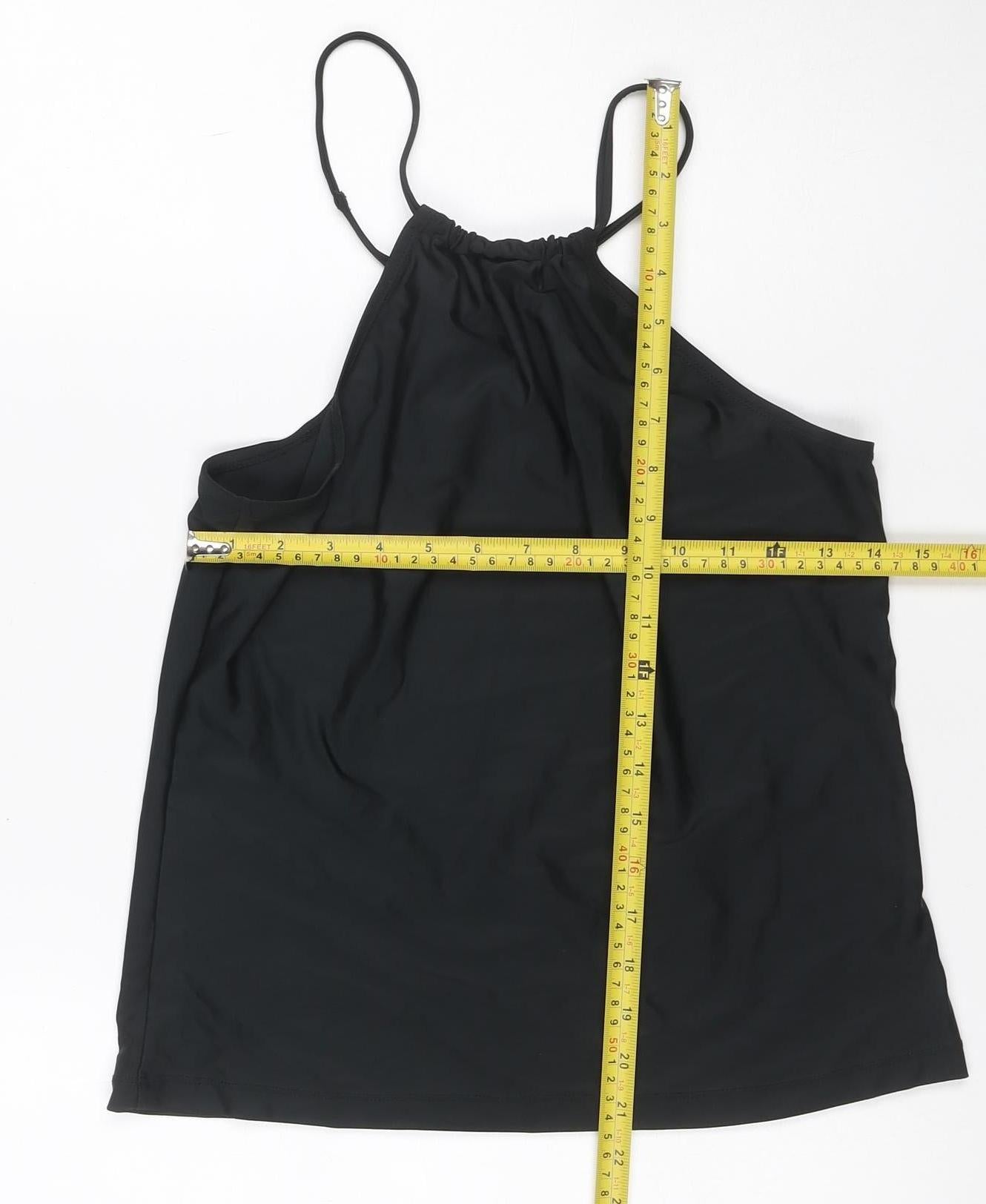 Slazenger Women Black UK 12 Ruched Spaghetti Strap Camisole Tank Top