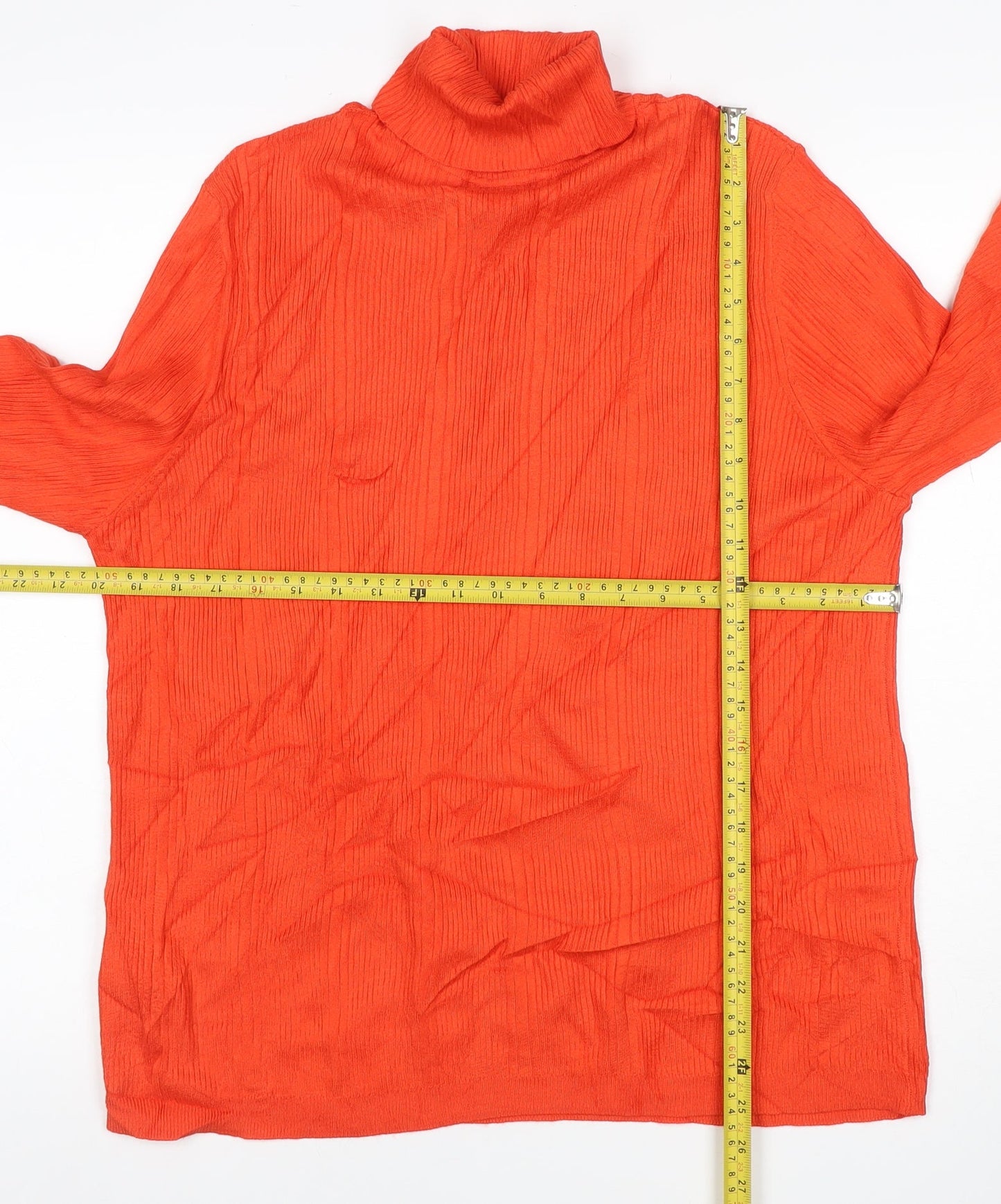 Marks and Spencer Women Orange UK 18 Ribbed Roll Neck Pullover Jumper