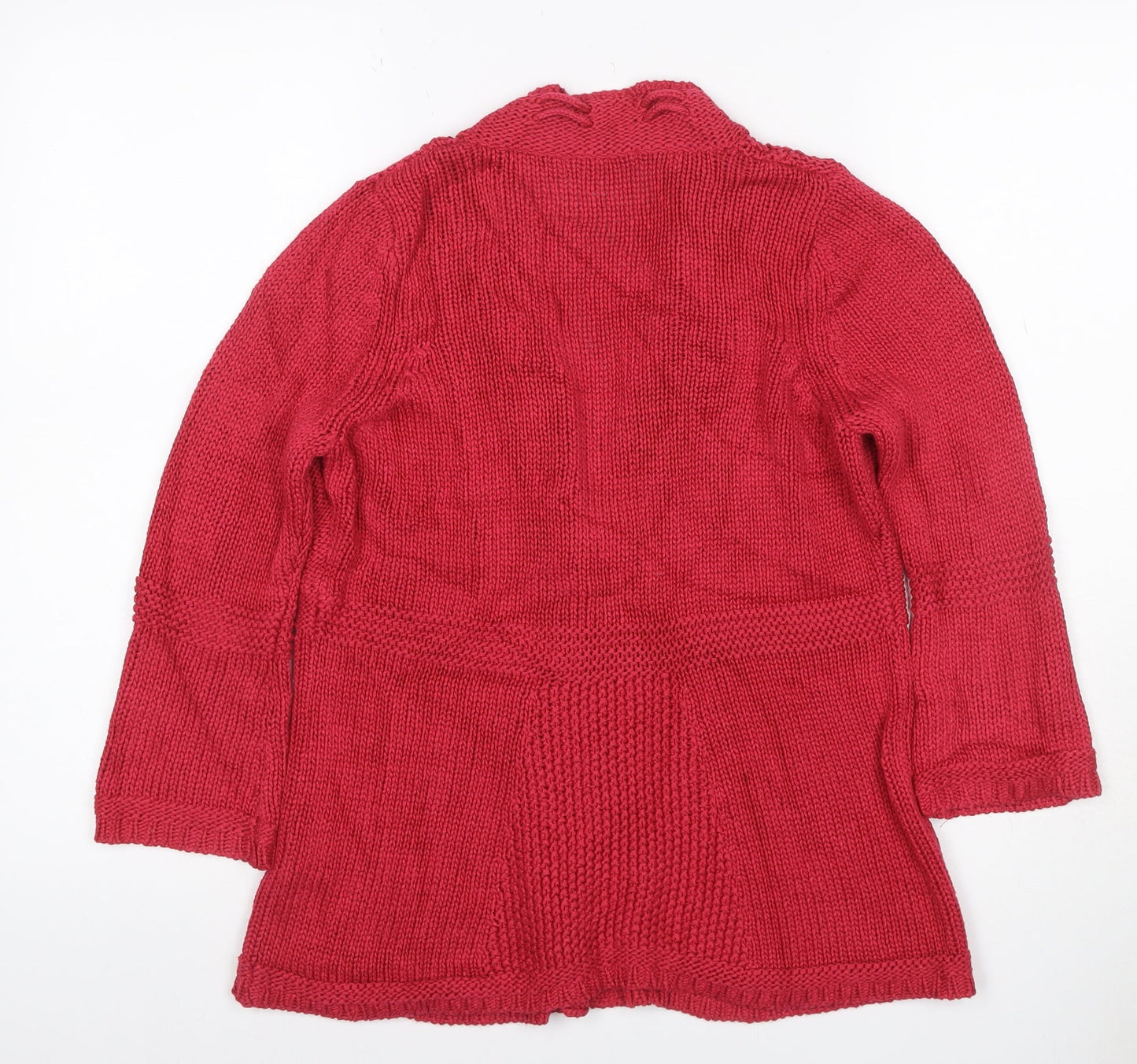 Marks and Spencer Women Red UK 12 Open Cable Knit Cotton Cardigan