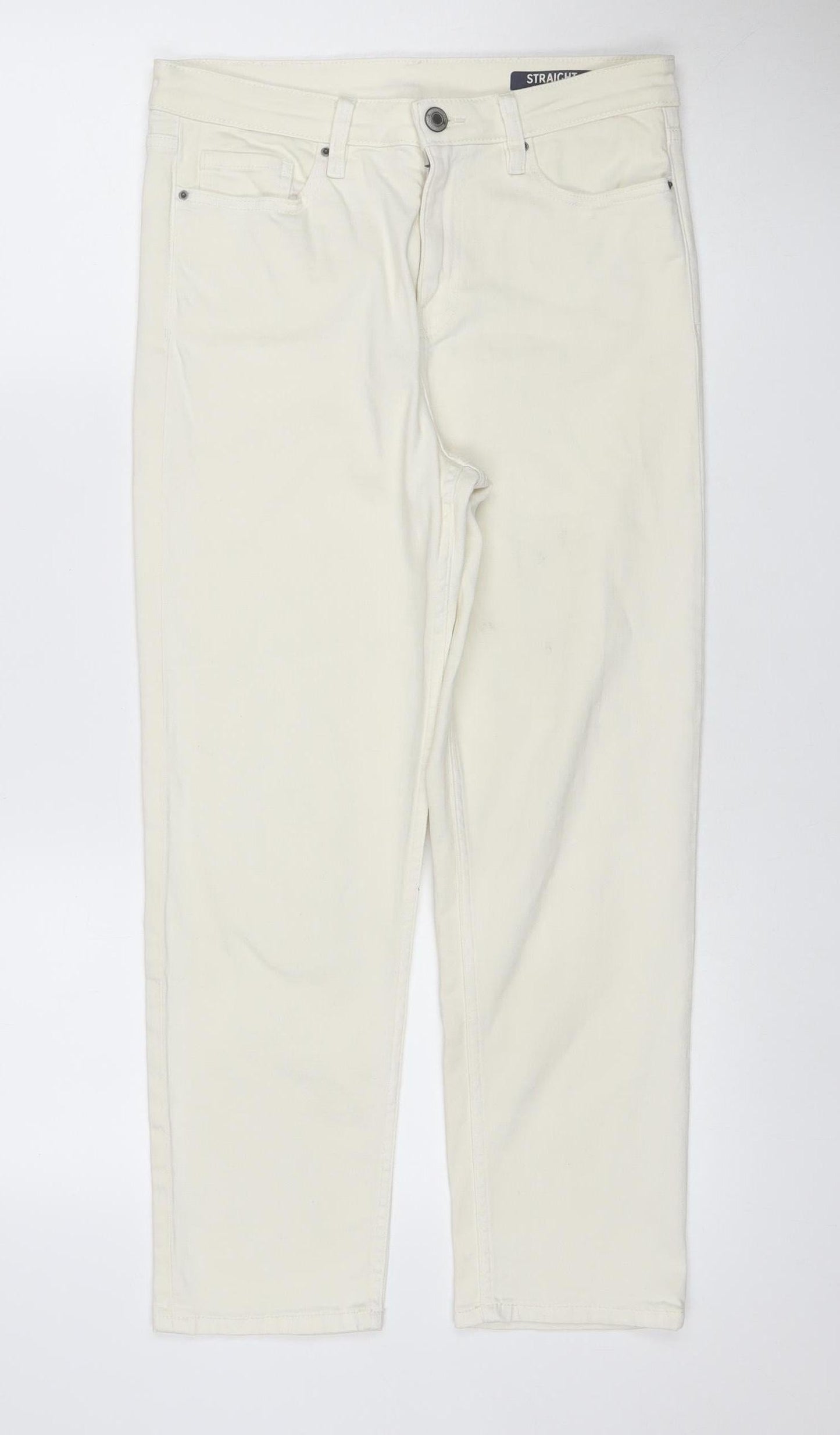 M&S Women Ivory Size 10 Short Straight Stretch Jeans 5 Pocket