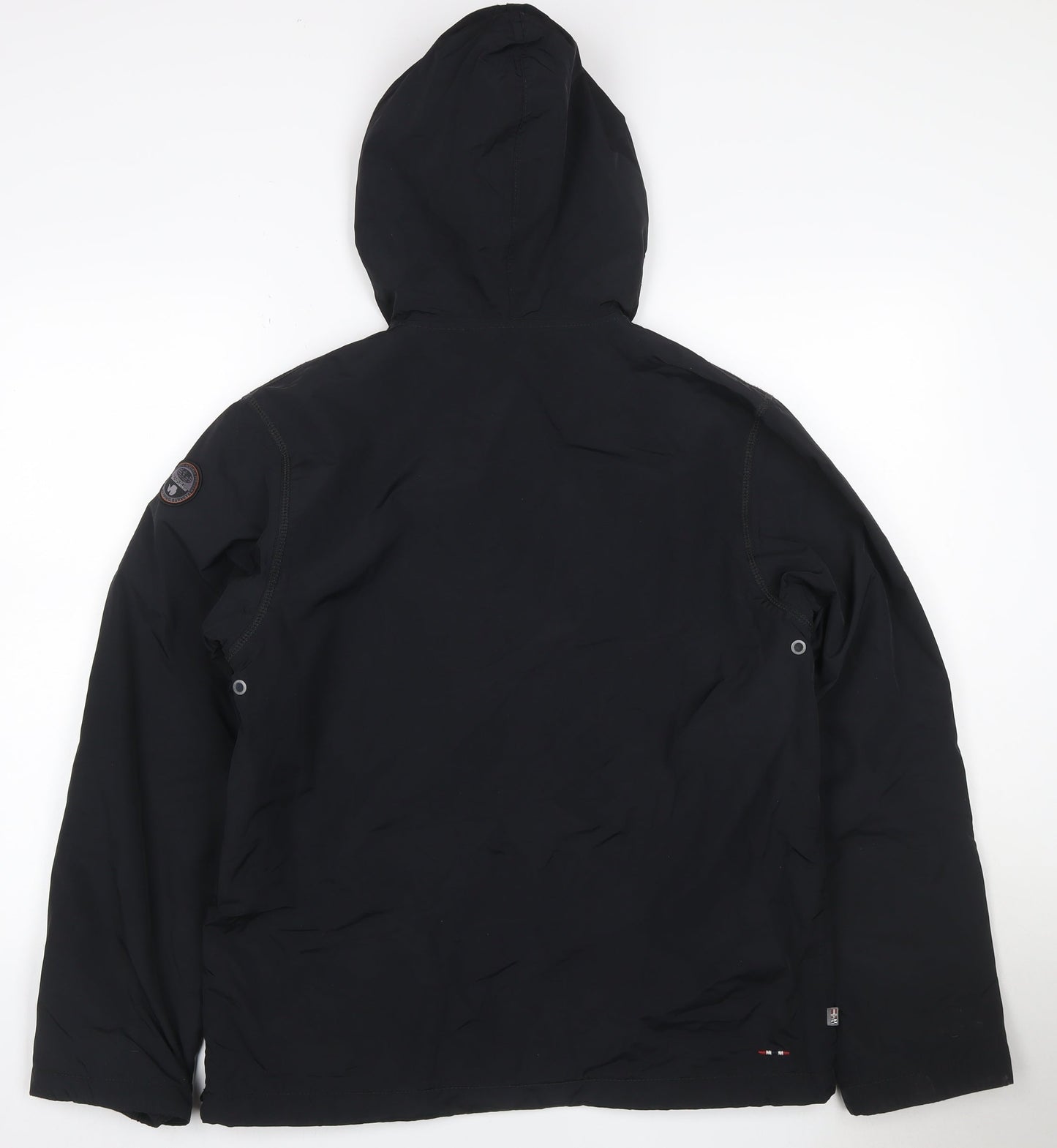 Napapijri Women’s Black UK 16 Hooded Fleece-Lined 1/4 Zip Anorak Jacket