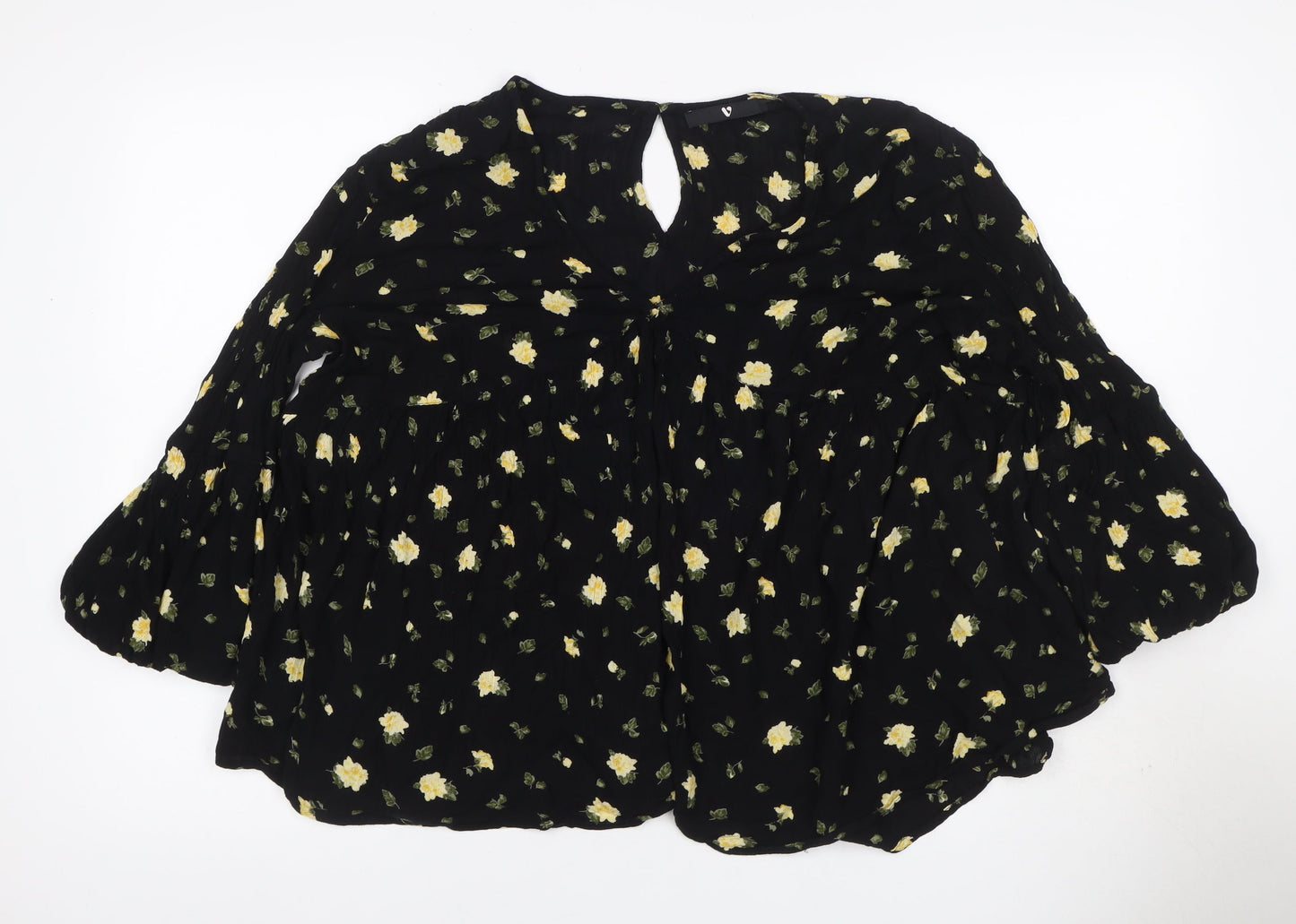 V by Very Women’s Black Floral Balloon Sleeve Blouse UK 20