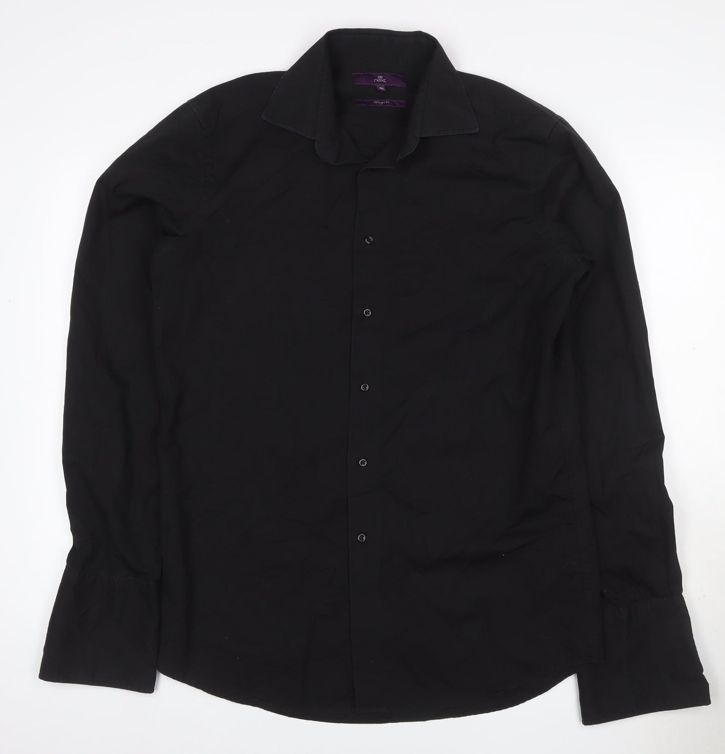Next Men’s Black Size 16 Long Sleeve Point Collar Button-Up Shirt