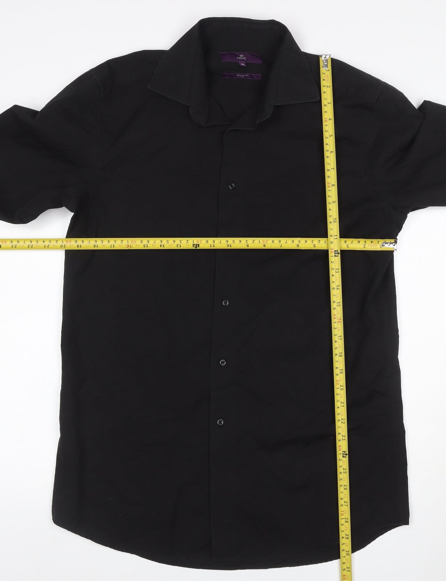 Next Men’s Black Size 16 Long Sleeve Point Collar Button-Up Shirt