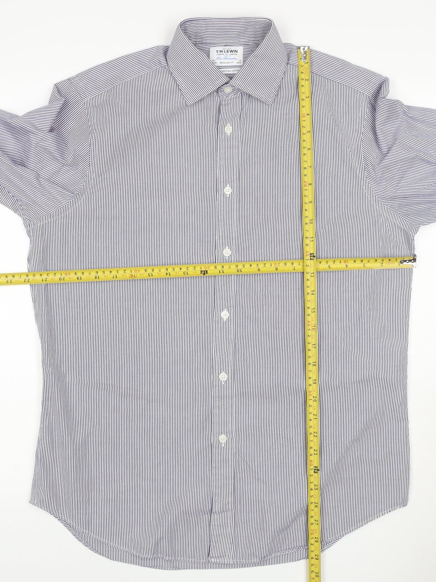TM Lewin Men’s Purple Stripe 15.5 Regular Fit Cotton Formal Shirt