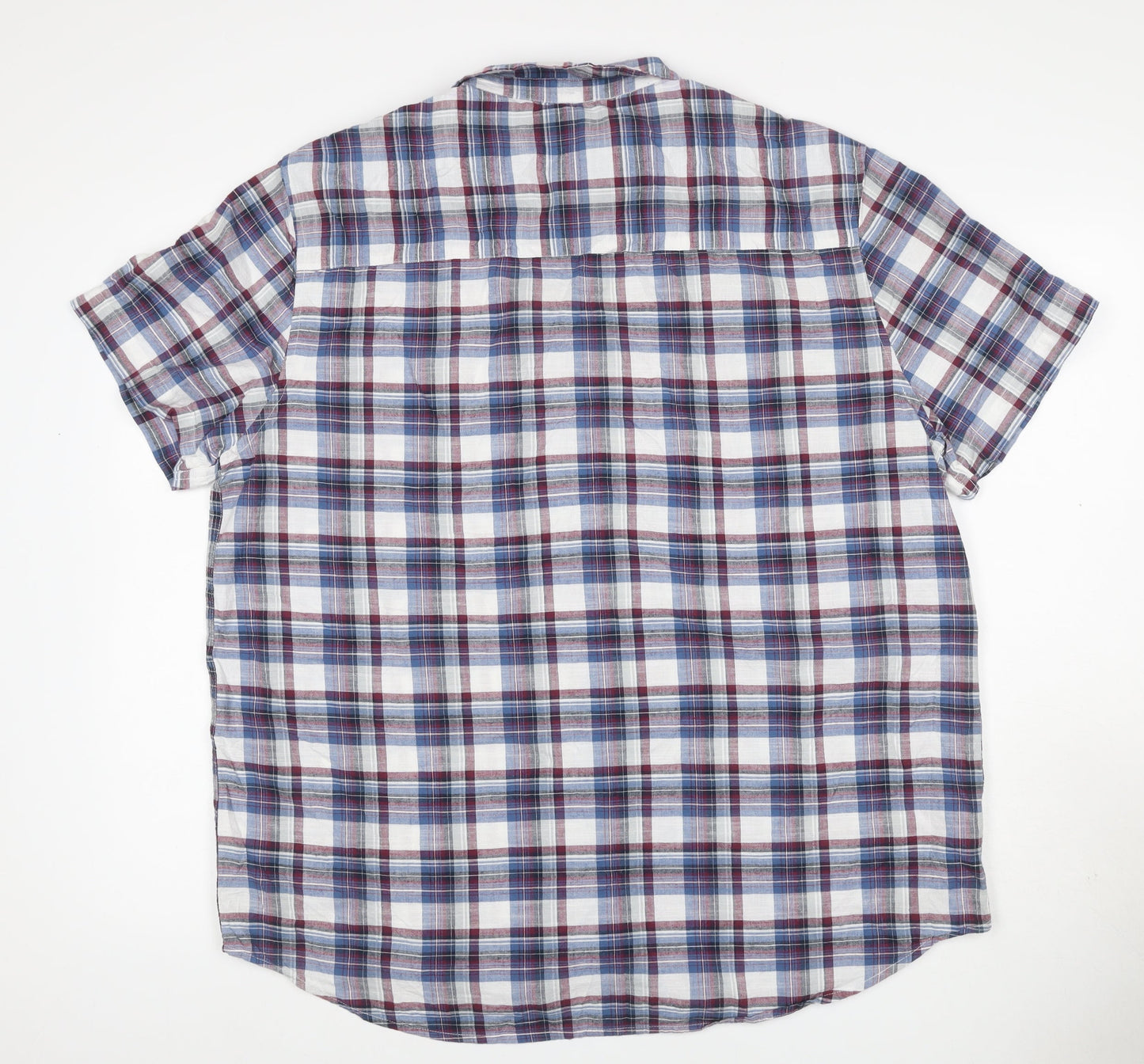 Sandstone by M&Co Men's Blue Check Cotton Short Sleeve Button-Up Shirt XL