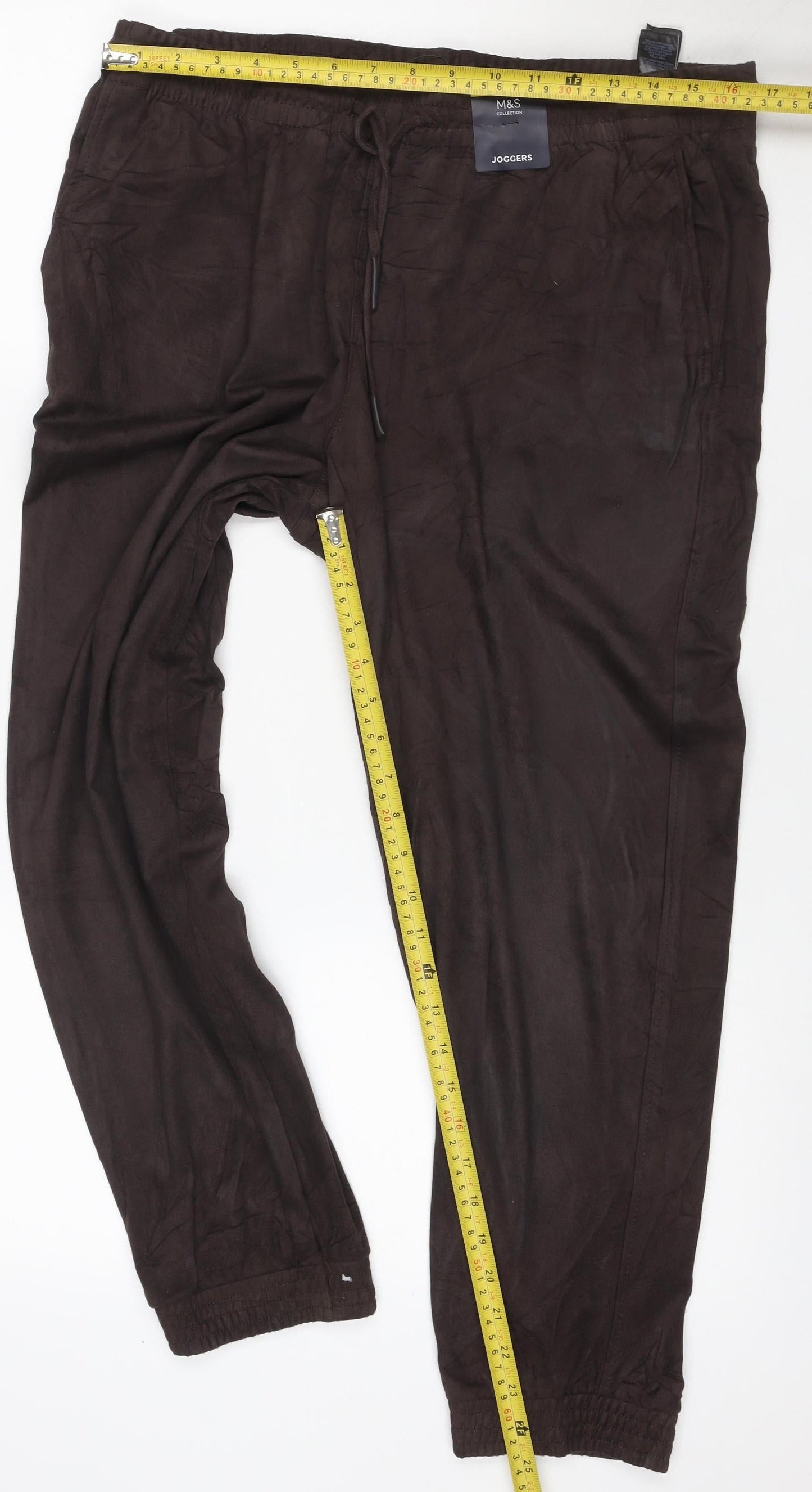 Marks and Spencer Women Brown Size 16 Short Stretch Jogger Trousers