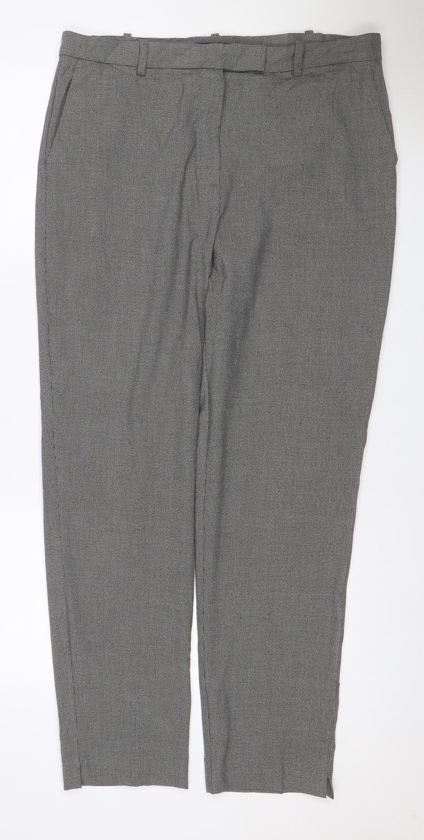 Marks & Spencer Women’s Grey Check The Mia Slim Trousers UK 16 Long