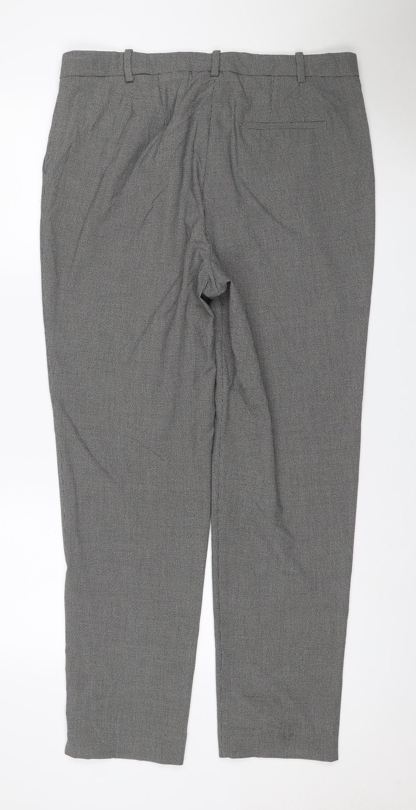 Marks & Spencer Women’s Grey Check The Mia Slim Trousers UK 16 Long