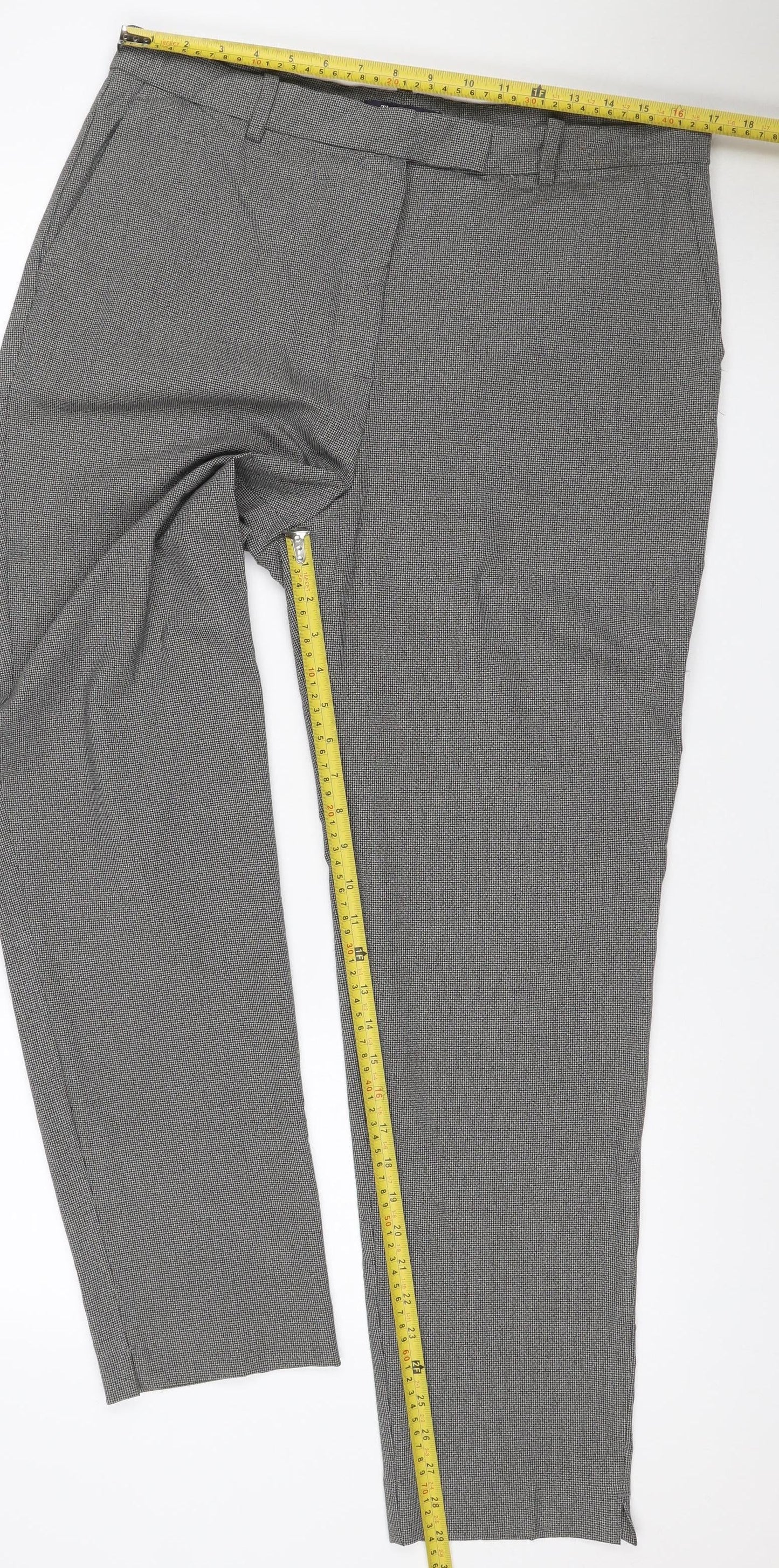 Marks & Spencer Women’s Grey Check The Mia Slim Trousers UK 16 Long