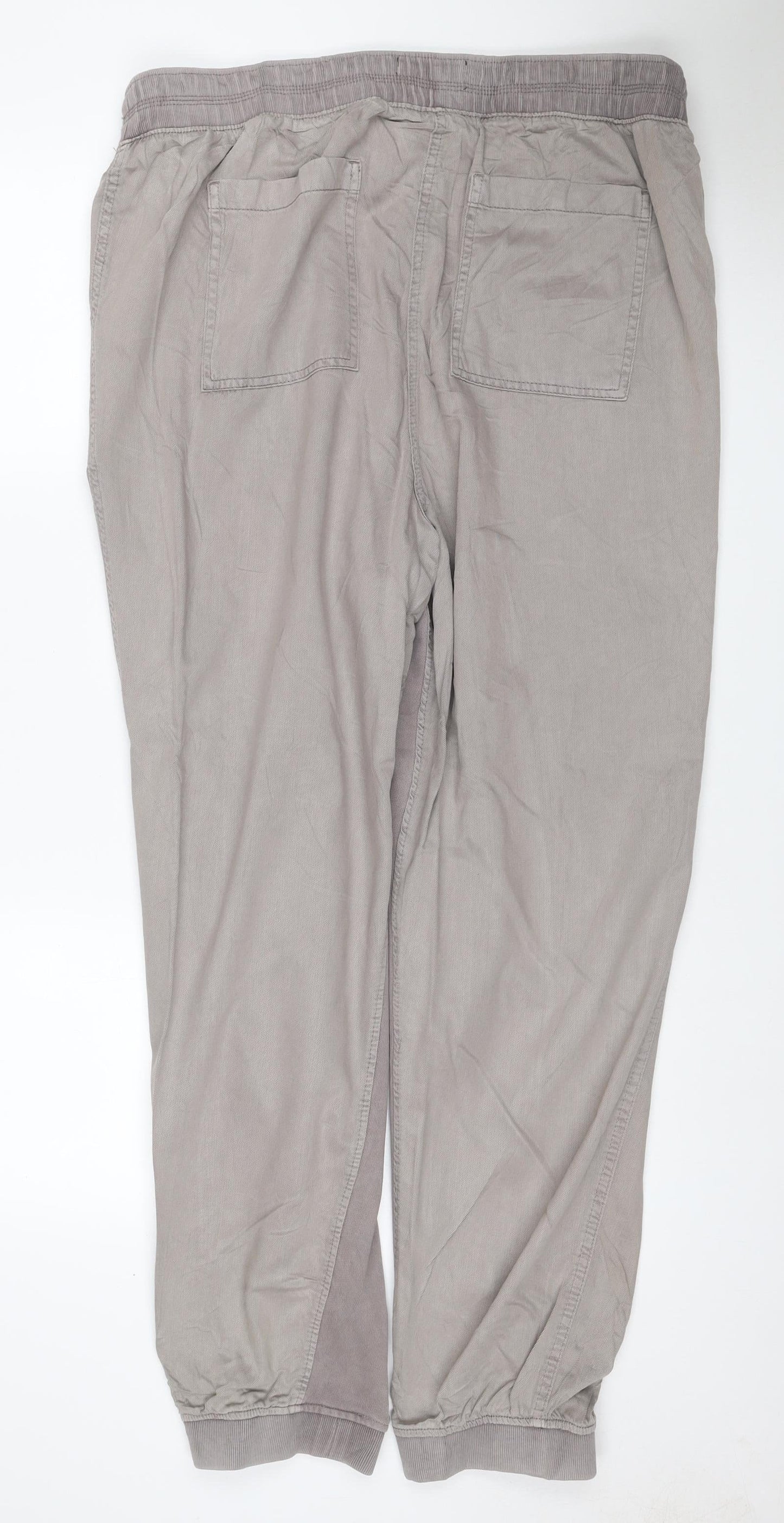 Marks & Spencer Women Grey Size 18 Regular Lyocell Cotton Jogger Trousers