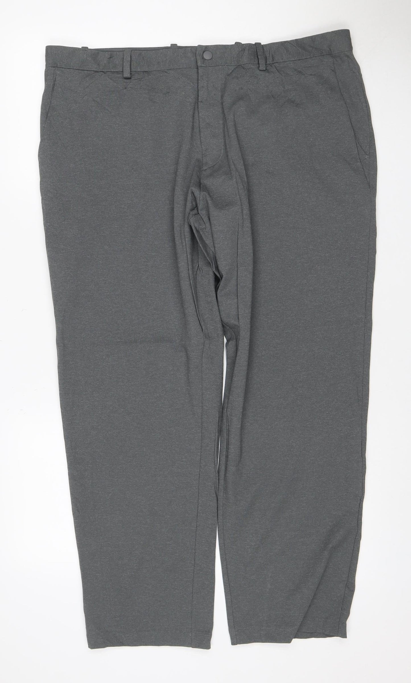 Uniqlo Men’s Grey 2XL Stretch Tapered Smart Trousers Zip Pockets