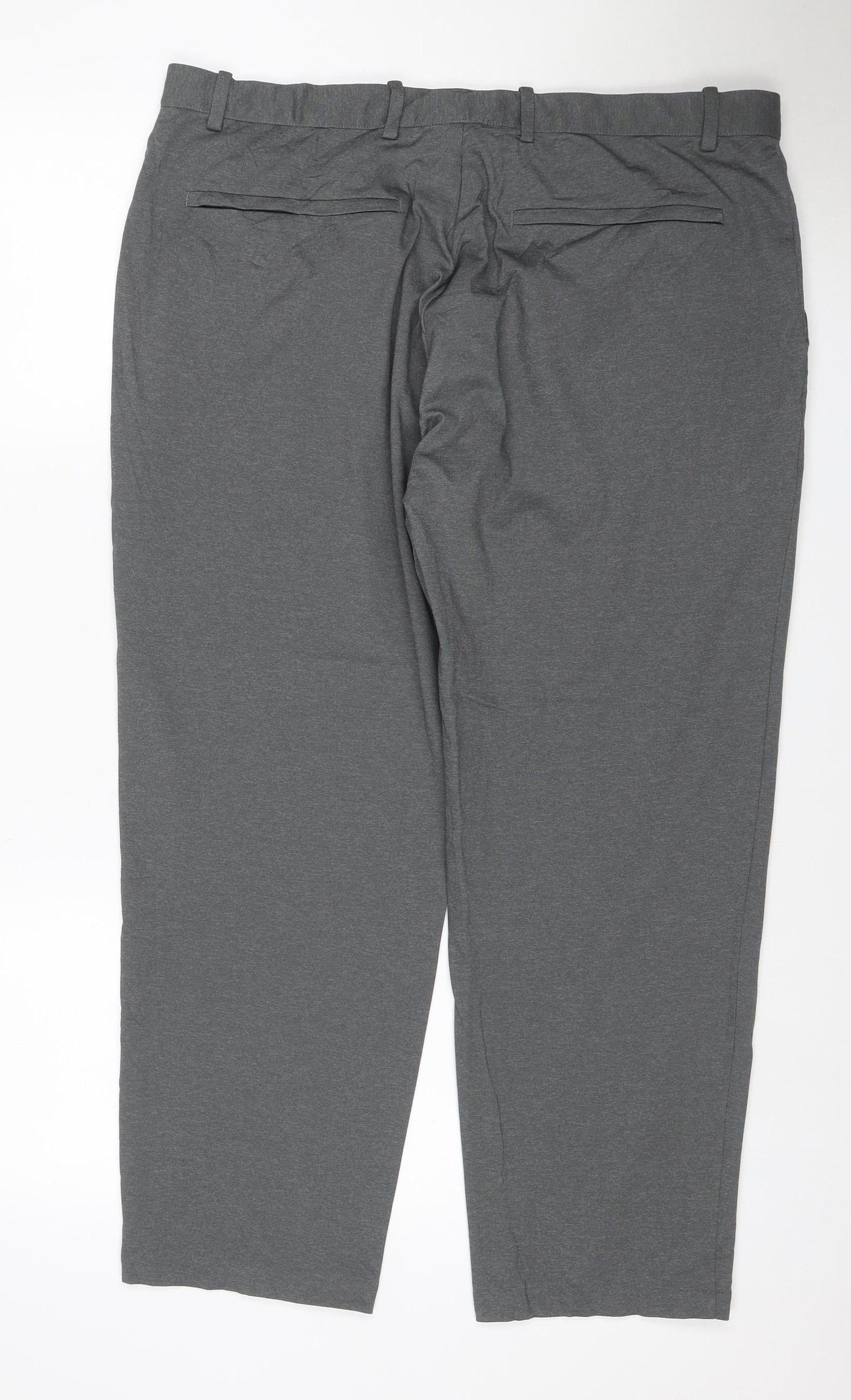 Uniqlo Men’s Grey 2XL Stretch Tapered Smart Trousers Zip Pockets