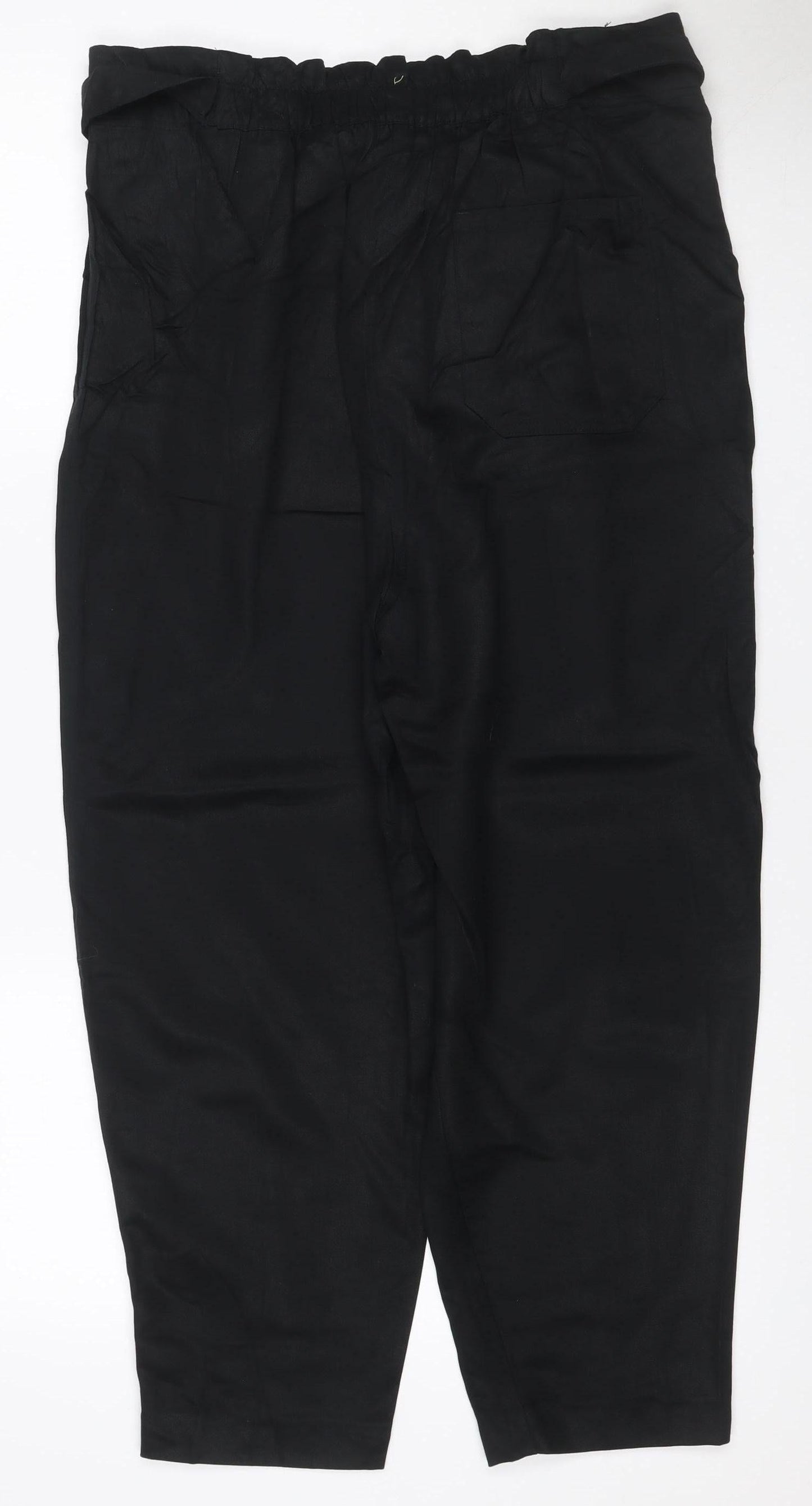 M&S Women’s Black Size 14 Short Lyocell Drawstring Trousers