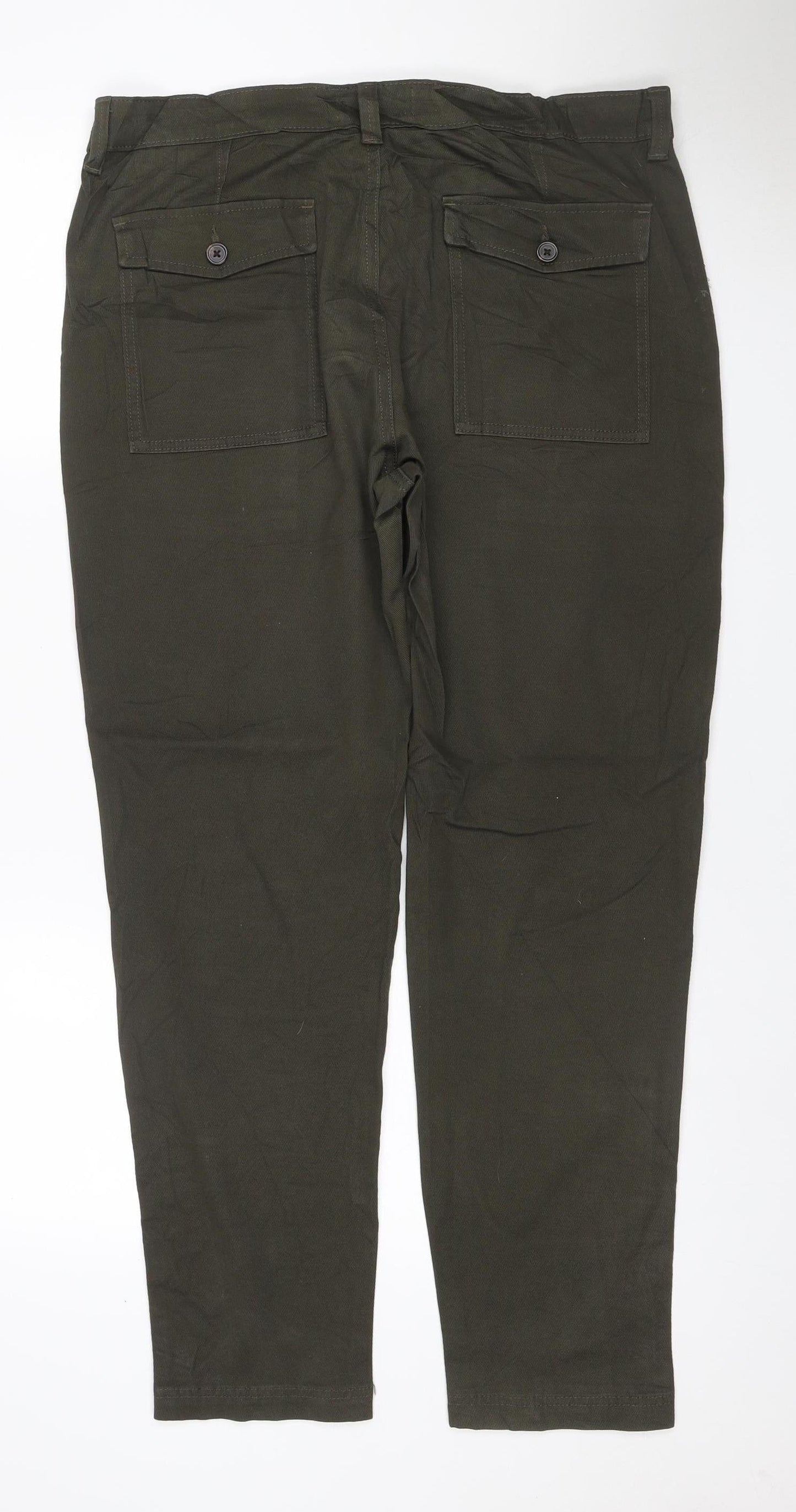 M&S Men’s Green 34/31 Tapered Fit Stretch Cargo Jeans