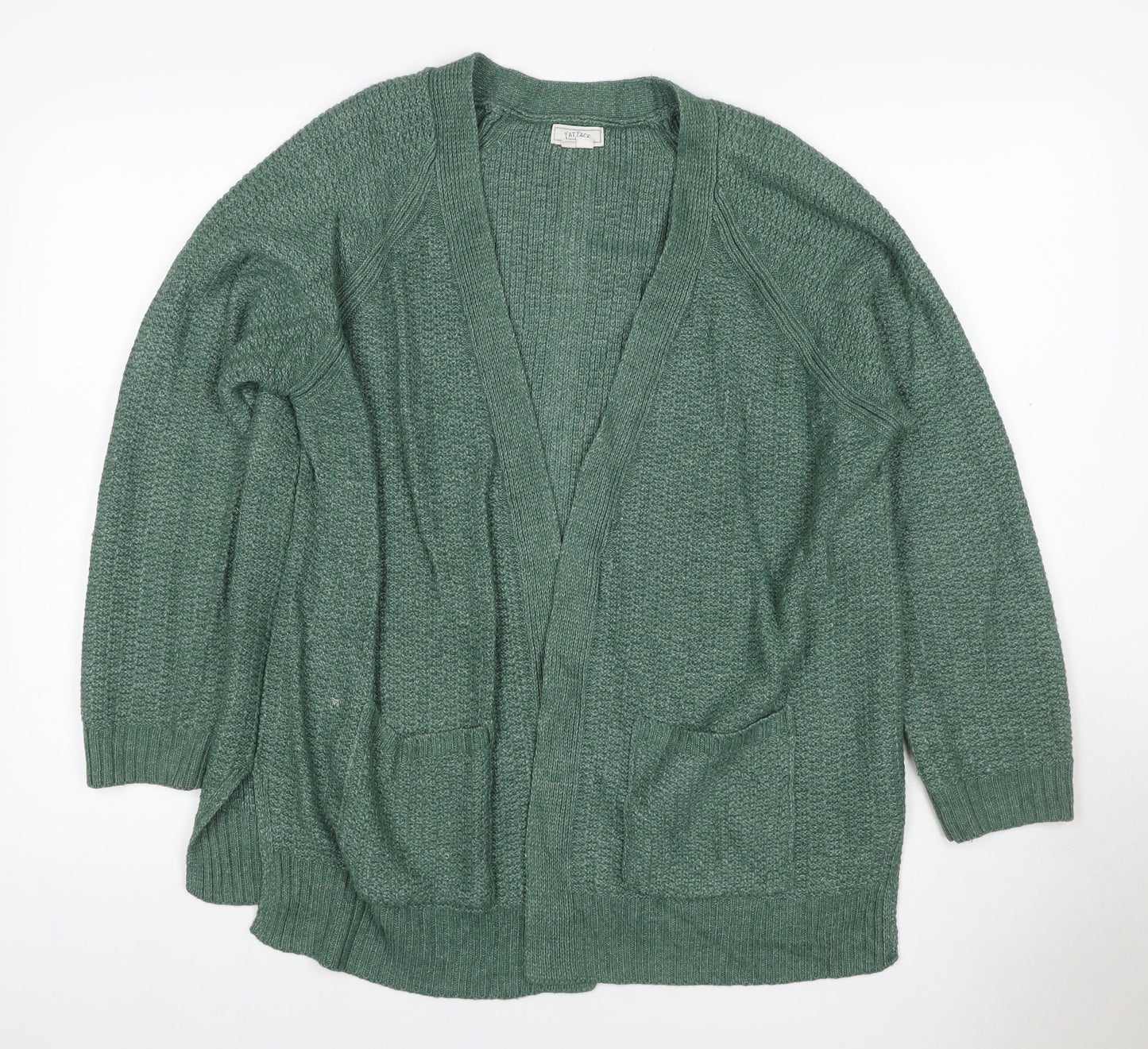 Fat Face Women’s Green UK 14 Open Knit V-Neck Pocket Cardigan