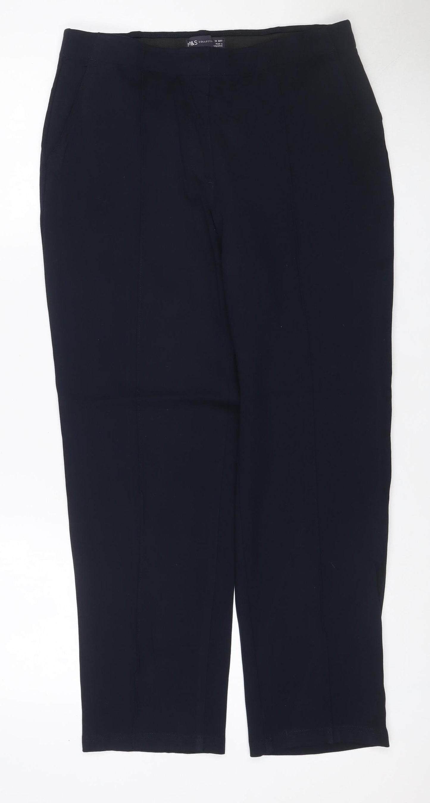 Marks & Spencer Women’s Black Size 12 Short Straight Leg Trousers