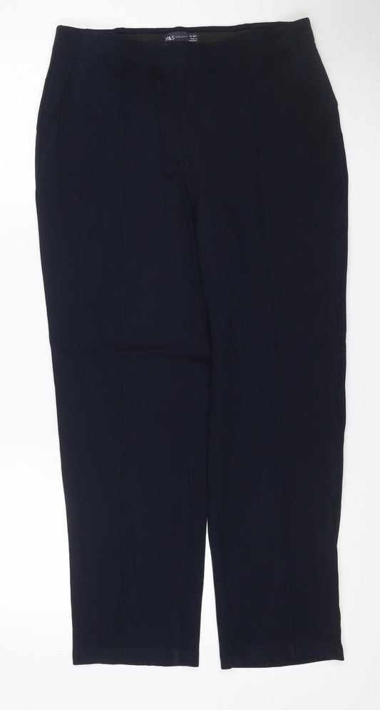 Marks & Spencer Women’s Black Size 12 Short Straight Leg Trousers