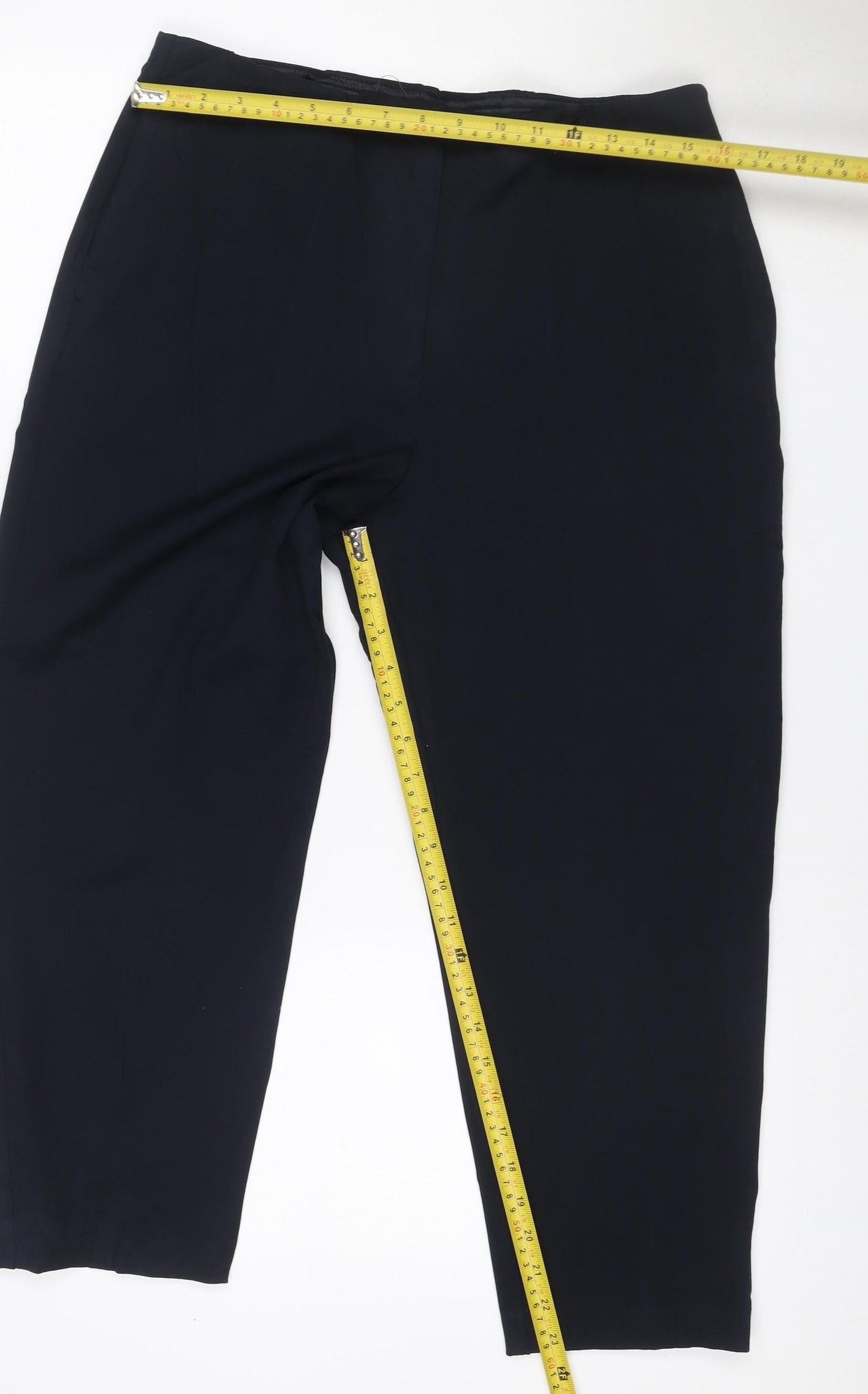 M&S Women’s Blue Size 14 Wide Leg Stretch Smart Trousers