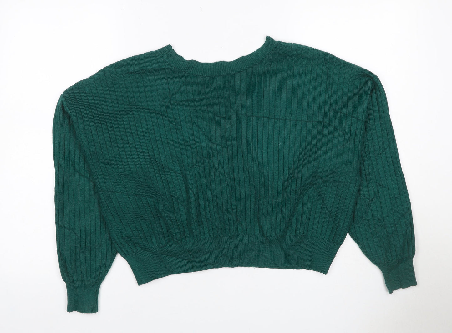 Apricot Women Green UK 8 Rib Knit V-Neck Button Cardigan