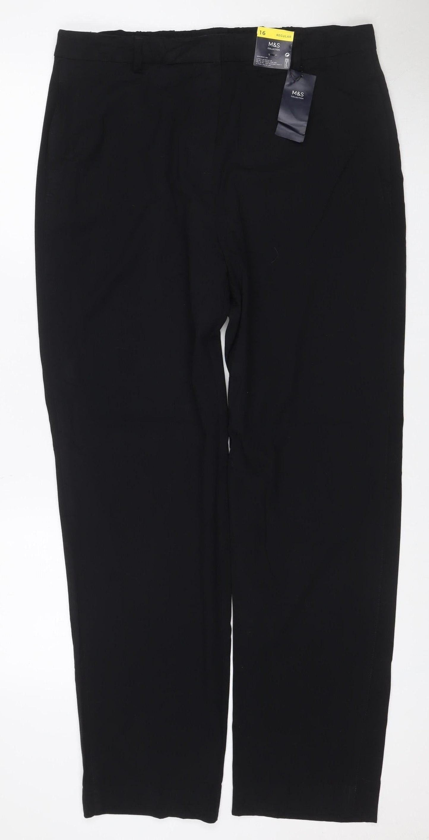 Marks & Spencer Women’s Black UK 16 Regular Straight Leg Trousers NWT