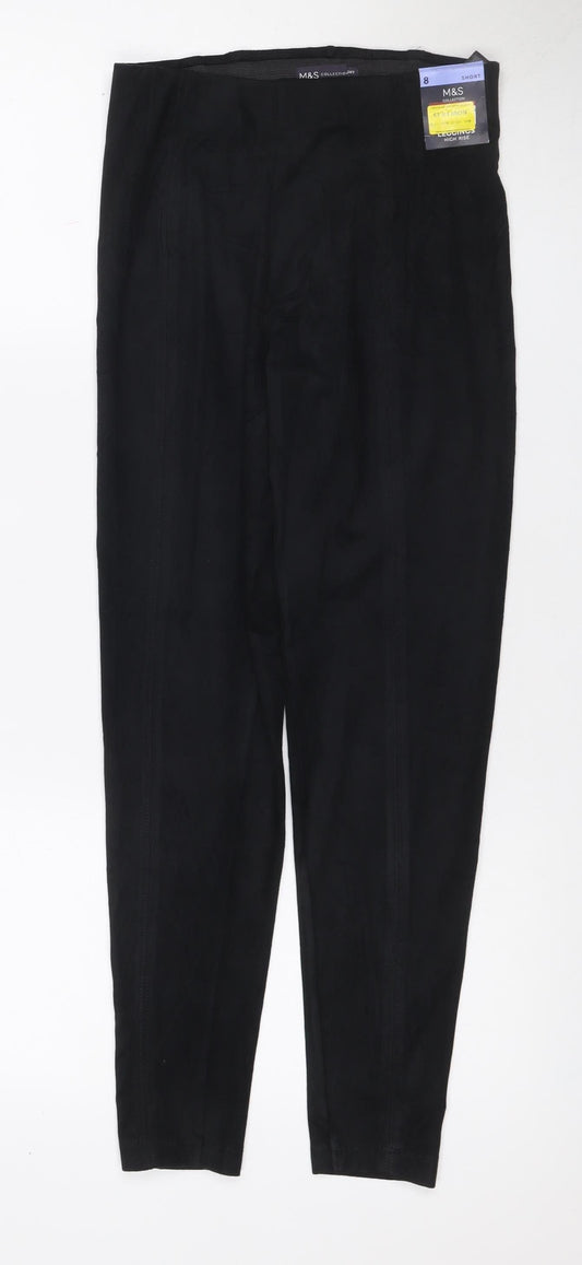 Marks and Spencer Women Black UK 8 Short High Rise Stretch Leggings