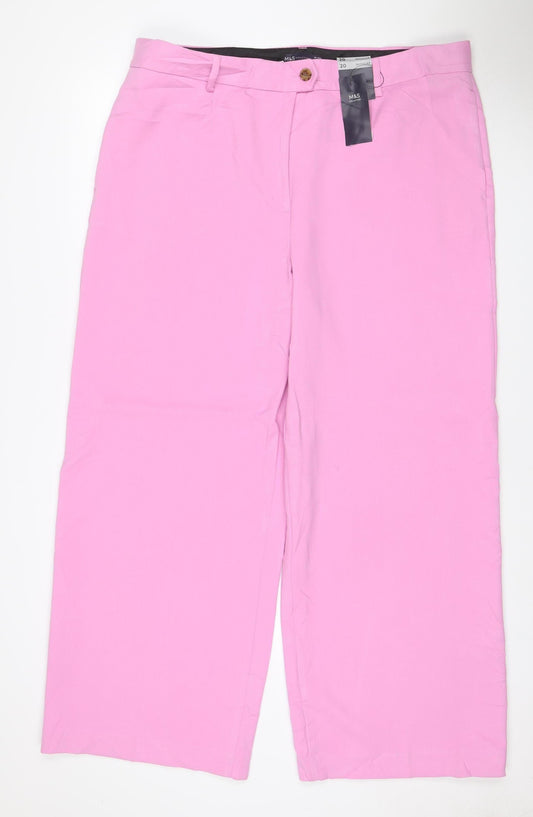 M&S Women’s Pink Size 20 Regular Wide Leg Tailored Trousers
