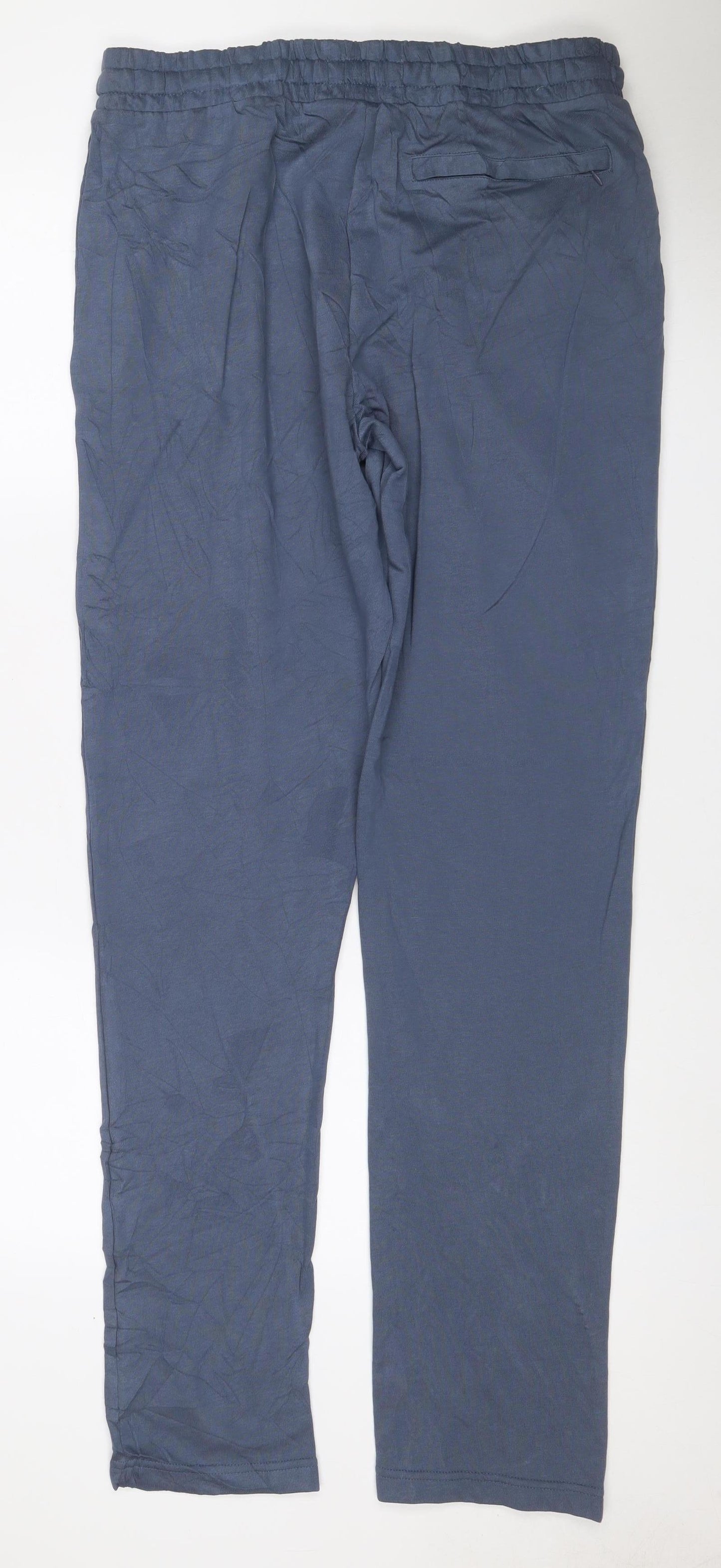Marks & Spencer Men Blue L Long Regular Fit Cotton Jogger Trousers