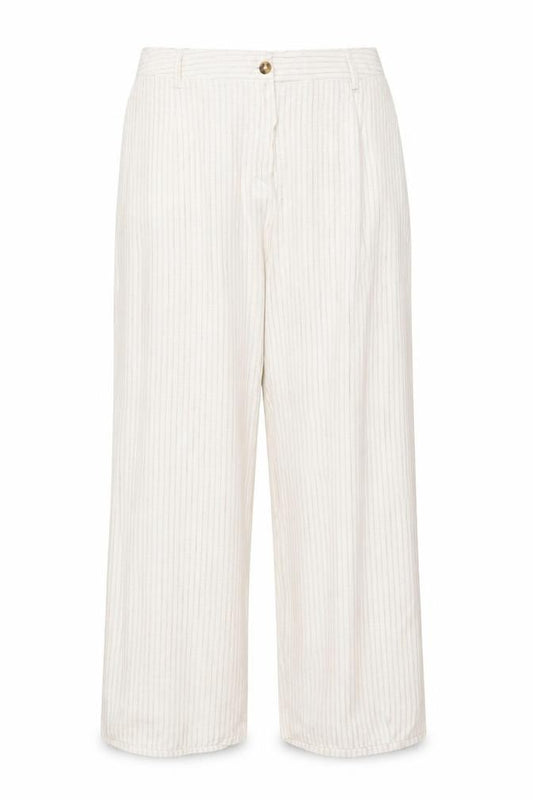 Marks and Spencer Women Ivory Stripe Wide Leg Trousers UK 18 Regular