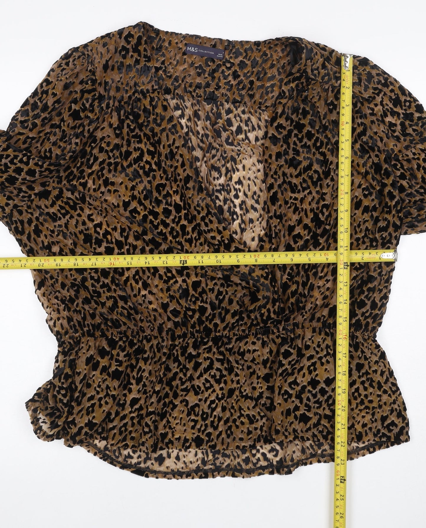 Marks and Spencer Women Brown Leopard Print Wrap Blouse Size 20