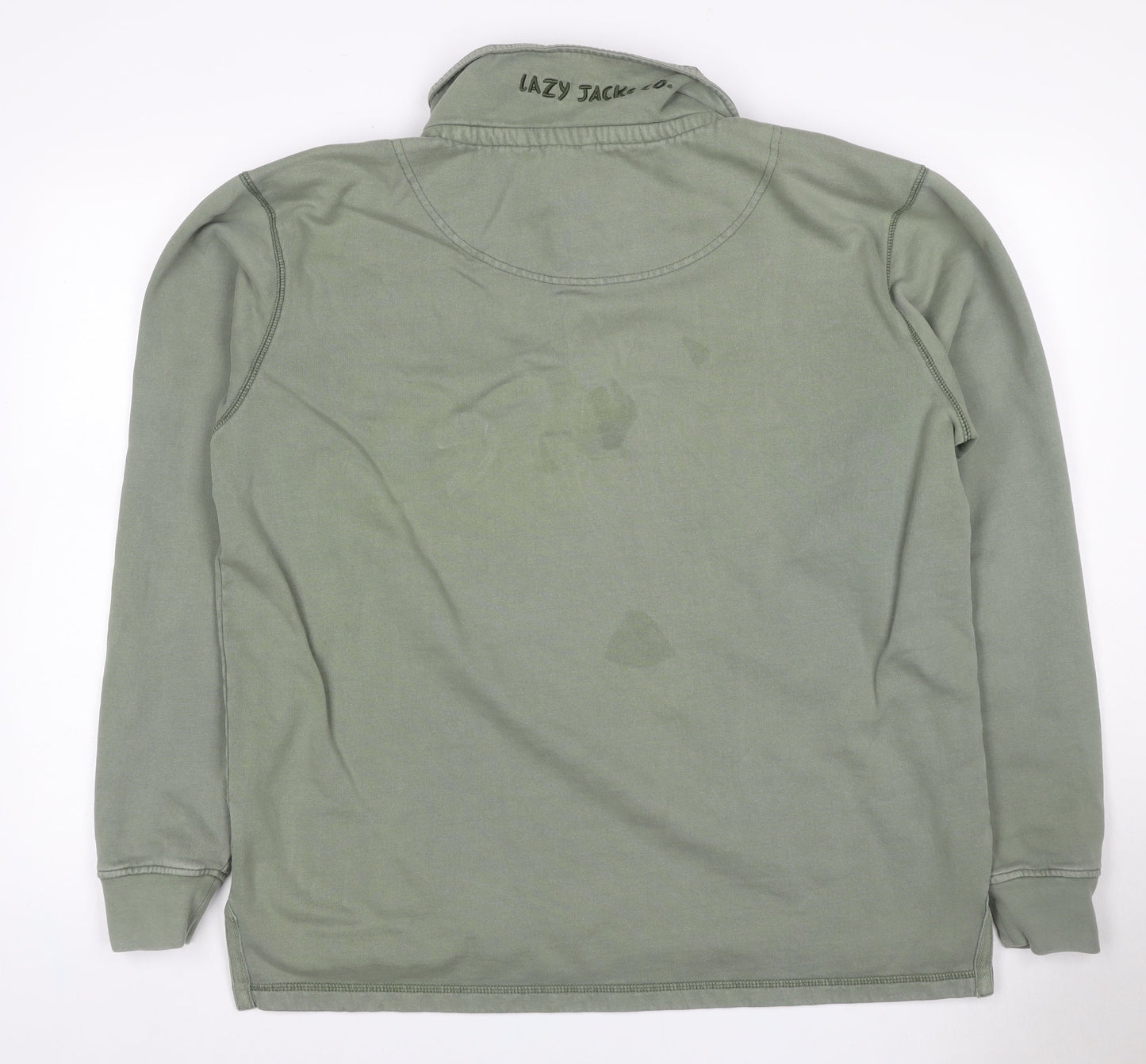 Lazy Jacks Men Green L 1/4 Zip High Neck Logo Sweatshirt