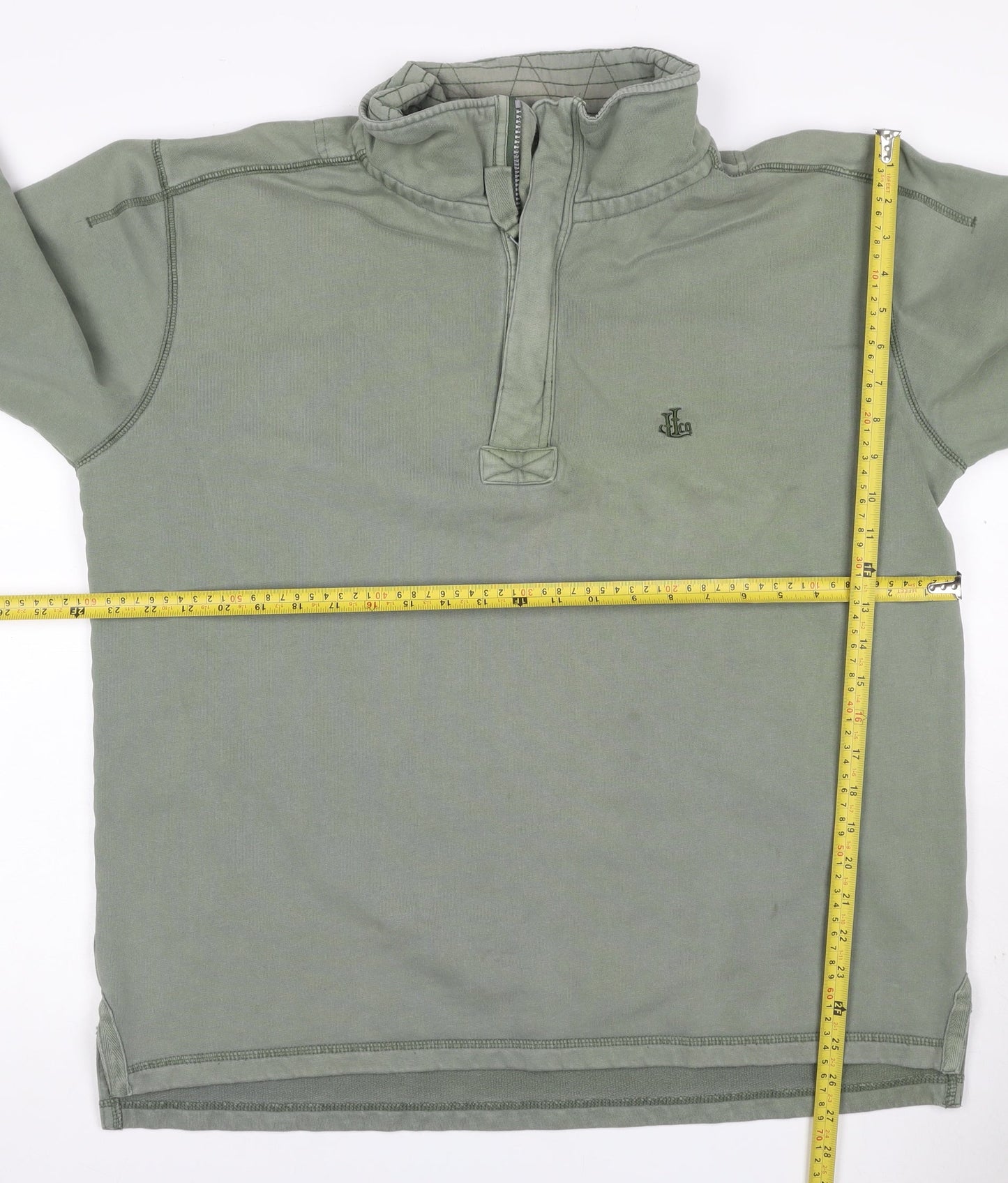 Lazy Jacks Men Green L 1/4 Zip High Neck Logo Sweatshirt