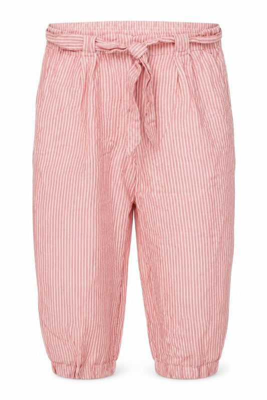 M&S Women’s Pink Stripe Size 18 Cropped Wide Leg Tie Trousers
