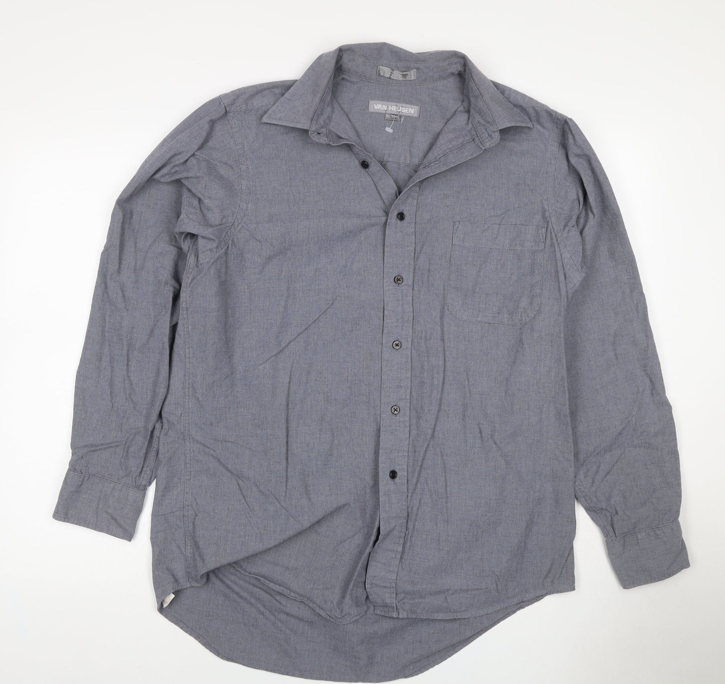 Van Heusen Men Grey 15.5 Regular Fit Cotton Long Sleeve Button-Up Shirt