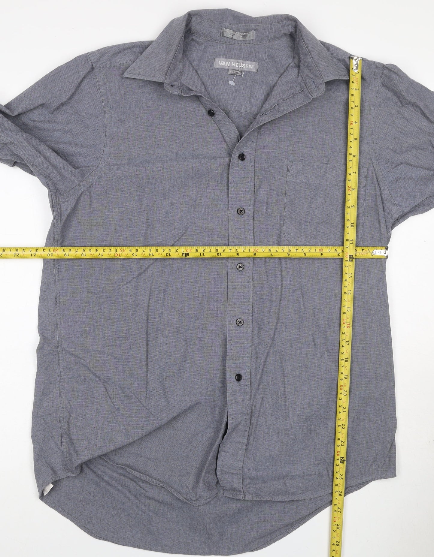 Van Heusen Men Grey 15.5 Regular Fit Cotton Long Sleeve Button-Up Shirt