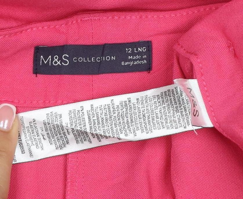 Marks and Spencer Women’s Pink Size 12 Long Wide-Leg Trousers