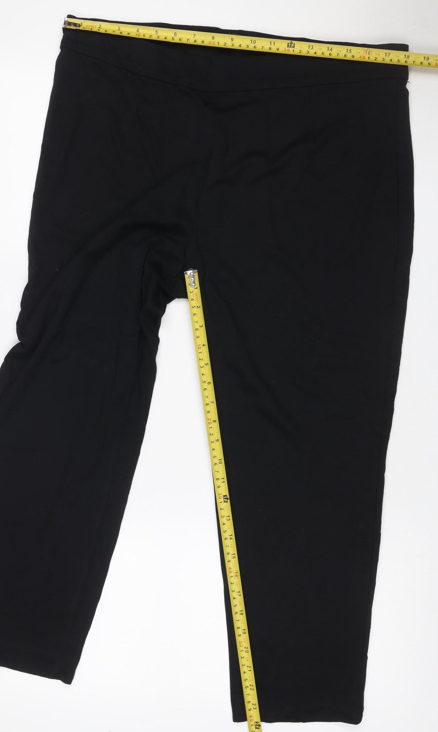 Marks and Spencer Women's Black Size 18 Short Straight Leg Stretch Trousers