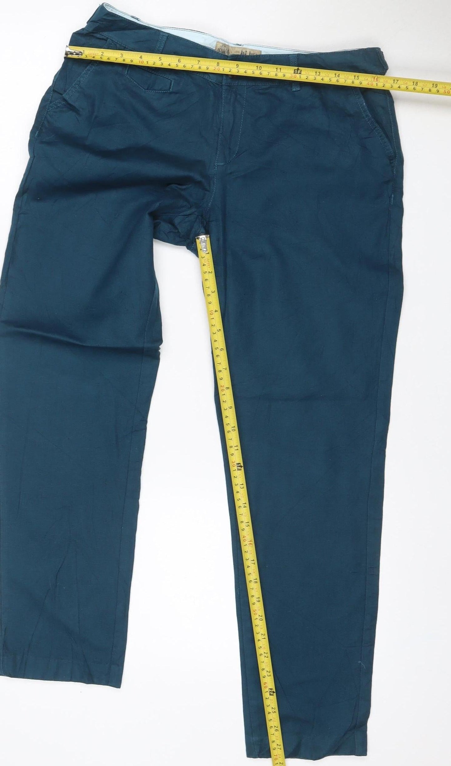Fat Face Women’s Blue Size 12 Straight Linen Blend Jeans