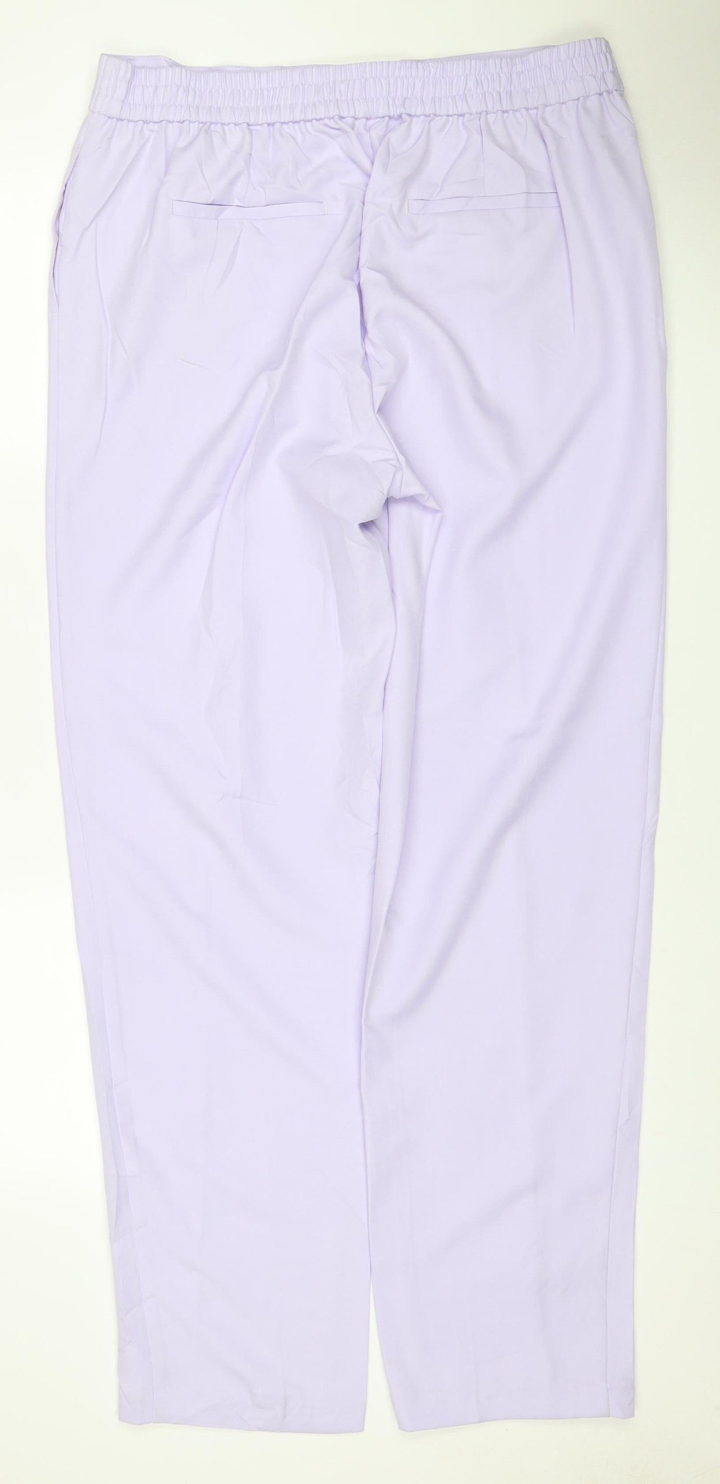 M&S Womens Purple UK 16 Elastic Waist Straight Trousers
