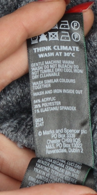M&S Women Grey M Knit Crew Neck Jewel Button Cardigan