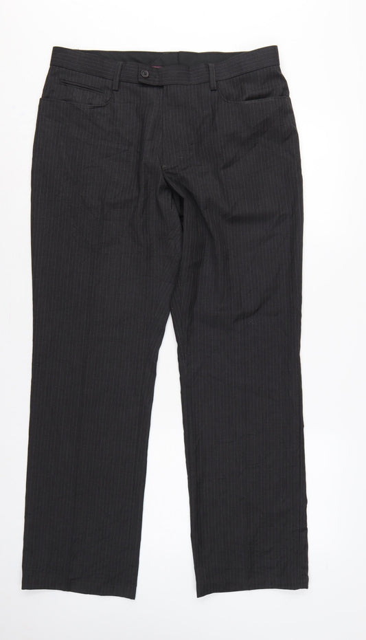 Next Men’s Black Pinstripe Regular Fit Dress Trousers 34R