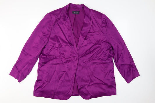 Marks & Spencer Women Purple UK 24 Tuxedo Blazer Shawl Lapel Viscose