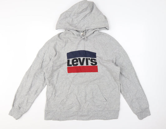 Levi's Men Grey M Pullover Hoodie Logo Graphic Cotton