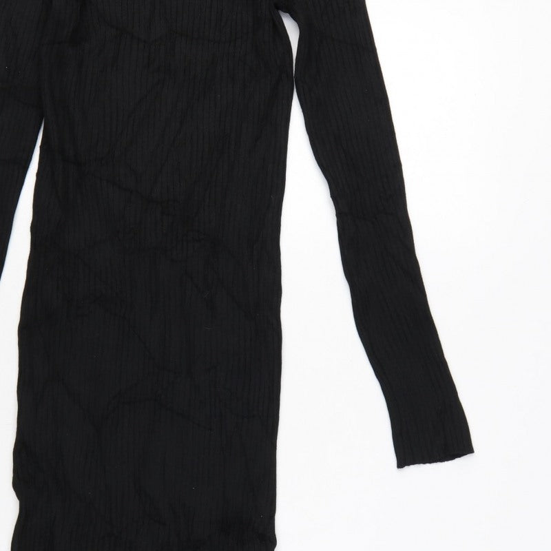 New Look Women Black UK 6 Long Ribbed Roll Neck Jumper Dress
