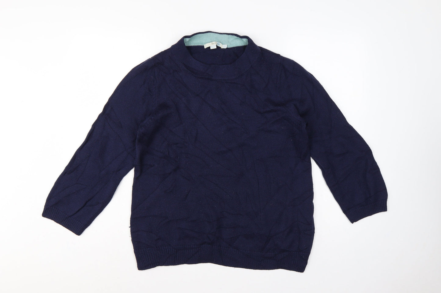 Boden Women’s Blue UK 16 Cable Knit 100% Wool Round Neck Jumper
